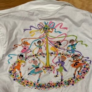 Bob Mackie Wearable Art shirt jacket, Maypole embroidered children. Roomy. SALE!